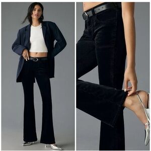 Anthropologie Pilcro Icon Low-Rise Corduroy Chop Pocket Flare pants 26 Black NWT